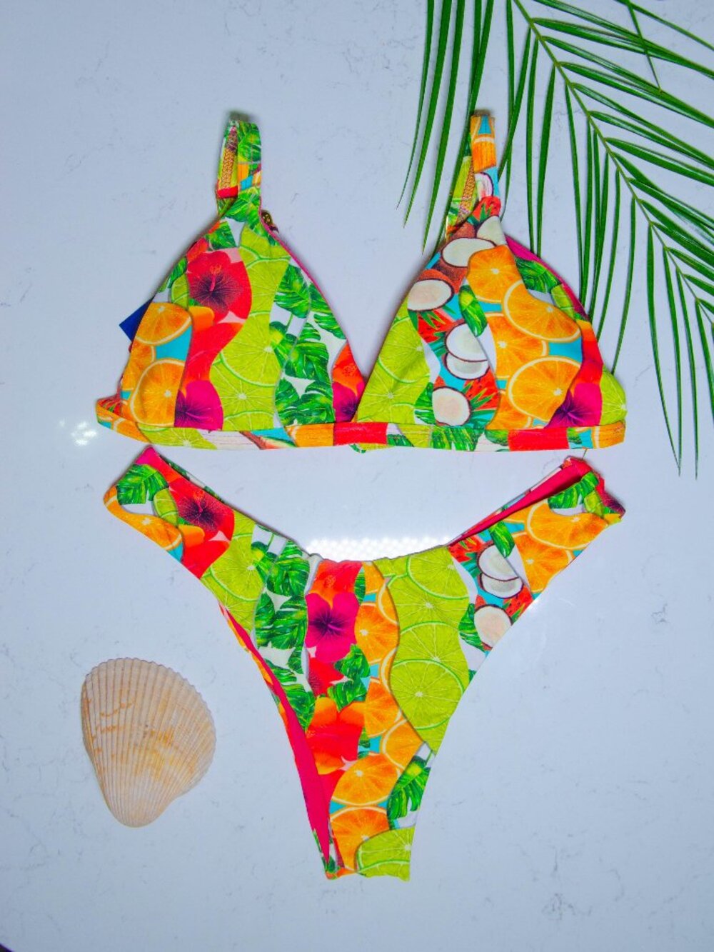 Rio Açu Brazilian Reversible Triangle Bikini Set | Multicolor | Size L | NWT